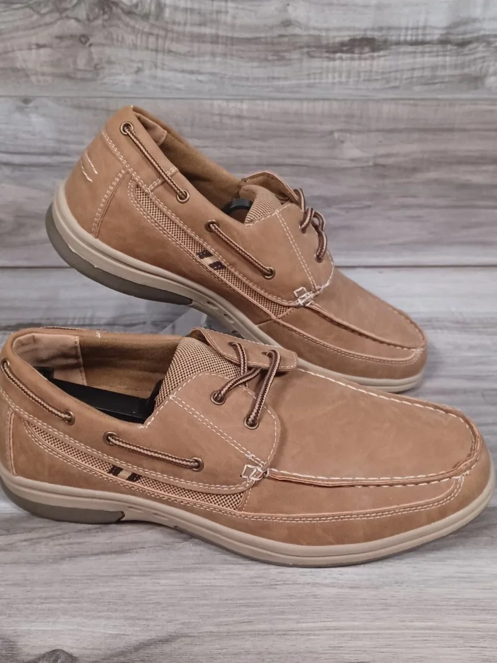 Tansmith Men's Size 9.5 Beige Faux Leather Boat Casual Comfort 357005